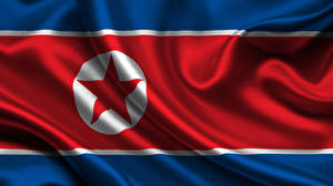 桌面壁纸，，旗幟，條紋，North-Korea，