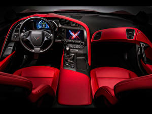Bakgrundsbilder på skrivbordet Chevrolet Röd 2014 Chevy Corvette Stingray Interior bil