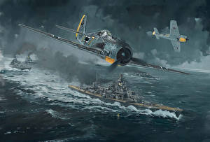 デスクトップの壁紙、、飛行機、描かれた壁紙、船、飛翔、卍、十字、Focke-Wulf Fw-190、航空