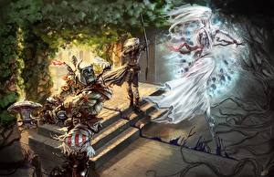 Tapety na pulpit Bitwy Wojownicy Łucznicy Magia Topór bojowy Fantasy