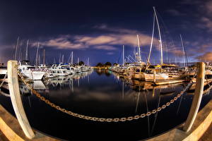 Bureaubladachtergronden Schip Verenigde staten De kust Aanlegsteiger Hemelgewelf Motorboot HDR Nacht Wolken San Diego Californië