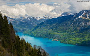 Sfondi desktop Lago Montagne Cielo Svizzera Nuvole Brienz Natura