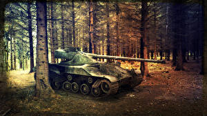 Bilder WOT Panzer Wälder Bäume Spiele