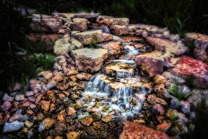 Wallpaper Waterfalls Stone HDR Stream Nature