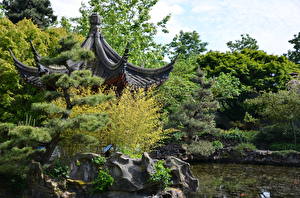 Tapety na pulpit Ogród Kanada Pagoda Drzewa Vancouver Sun Yat-Sen Natura