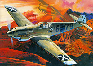 Bakgrundsbilder på skrivbordet Flygplan Målade Flygande Bf-109D Luftfart