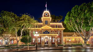 Tapety na pulpit USA Disneyland Ulica Noc Latarnia uliczna HDR Kalifornia Miasta