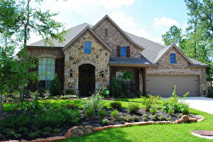 Image Houses Landscape design Mansion Made of bricks Design Lawn Grass Window OKLAHOMA Cities