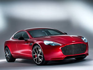 Tapety na pulpit Aston Martin Czerwony Reflektory samochodowe Widok z przodu Rapide S Samochody