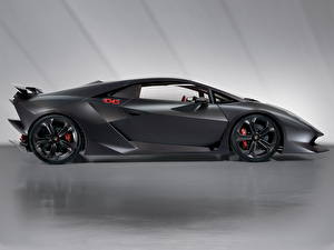Bakgrunnsbilder Lamborghini Grå Side utsikt Luksus Sesto Elemento automobil