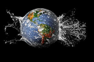 Wallpaper Creative Planets Earth Drops Water splash