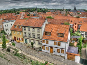 Bureaubladachtergronden Duitsland Huizen Van bovenaf De horizon HDR Straat  Steden