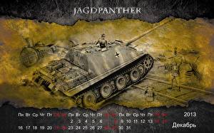 Bakgrundsbilder på skrivbordet World of Tanks Stridsvagnar Kalender 2013 Jagdpanther spel