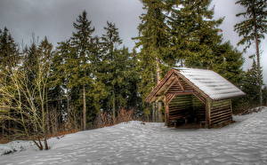 Bilder Jahreszeiten Winter Deutschland Schnee Bäume HDRI  Natur