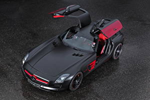 Fonds d'écran Mercedes-Benz Noir Phare automobile Par le haut Chères 2013 SLS 63 AMG MC700 voiture