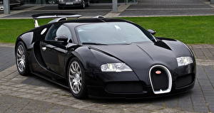 Fonds d'écran BUGATTI Noir Phare automobile Devant Luxe Veyron 16.4 voiture