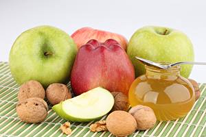 桌面壁纸，，水果，苹果，坚果，蜂蜜，食品