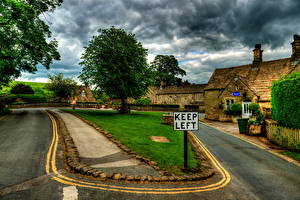 Pictures United Kingdom Roads Grass Lawn Street HDR Asphalt  Cities