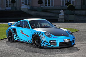 Bakgrundsbilder på skrivbordet Porsche Strålkastare bil Ljusblå 2012 911 997 GT2 RS bil