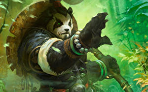 Sfondi desktop World of WarCraft Orsi Panda gigante Guerriero Videogiochi