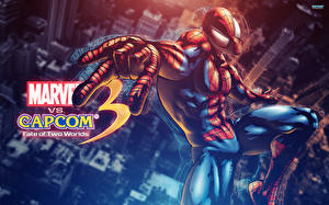 Bakgrundsbilder på skrivbordet Marvel vs Capcom Krigare Superhjältar Spider-Man superhjälte spel
