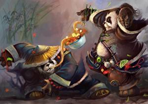 Fonds d'écran WoW Ours Panda géant Guerriers Jeux