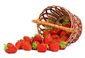 Bilder Obst Erdbeeren Weidenkorb Lebensmittel