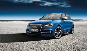 Fondos de escritorio Audi Faro vehículo Azul Frente 2013 sq5  tdi exclusive el carro