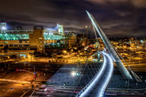 Pictures USA Bridge Night Street Street lights HDR San Diego California Cities