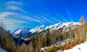 Tapety na pulpit Góry Słowenia Las Niebo Trenta przyroda