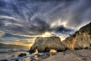 Bureaubladachtergronden De kust Amerika Hemelgewelf Wolken HDR Californië Malibu (Californië) Natuur