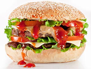 Desktop hintergrundbilder Burger Fast food Ketchup das Essen