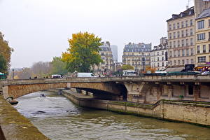 Картинка Франция Река Мосты Водный канал Париж город