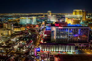 Papel de Parede Desktop Estados Unidos De acima Noite Horizonte HDRI Las Vegas Megalópolis Cidades