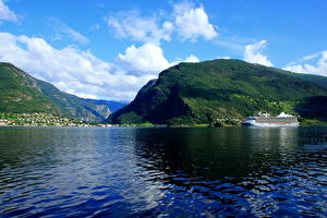 Papel de Parede Desktop Fotografia de paisagem Noruega Montanhas sogneford Naturaleza Cidades