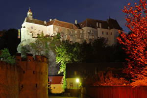 Papel de Parede Desktop Castelo Áustria Noite  Cidades