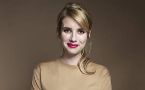 Wallpaper Emma Roberts Glance Smile Face Red lips Hair Dark Blonde Celebrities Girls