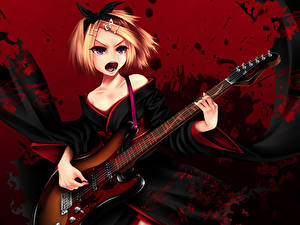 Papel de Parede Desktop Guitarra Anime Meninas