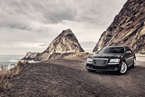 Hintergrundbilder Chrysler Fahrzeugscheinwerfer Schwarz Vorne Chrysler 300 Autos Natur