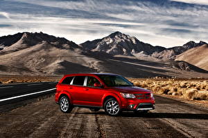 Картинка Dodge Горы Дороги Красный 2011 Journey авто Природа