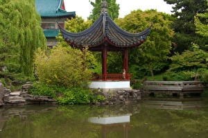 Bureaubladachtergronden Tuin Canada Pagode Vancouver Sun Yat-Sen Natuur