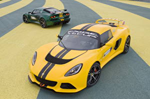 Bakgrundsbilder på skrivbordet Lotus Gul 2013 Exige V6 Cup bil