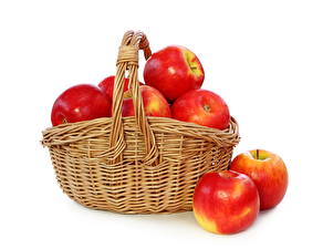 Fondos de escritorio Frutas Manzanas Cesta de mimbre comida