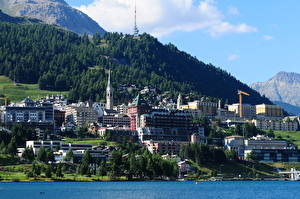 Papel de Parede Desktop Suíça Montanhas Iseltwald Cidades