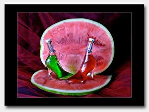 Bureaubladachtergronden Fruit Tabel instelling Watermeloen spijs