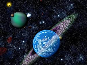 Papel de Parede Desktop Planetas Anel planetário Espaço