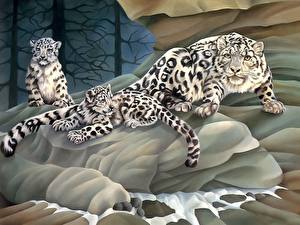 Pictures Big cats Painting Art animal