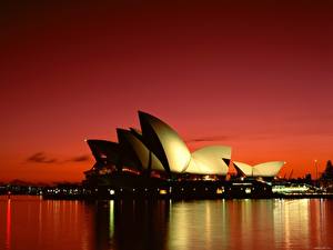 Tapety na pulpit Słynne budynki Australia Niebo Wschody i zachody słońca Miasta