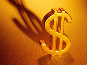 Bakgrundsbilder på skrivbordet Pengar Guld Dollar Logo Emblem