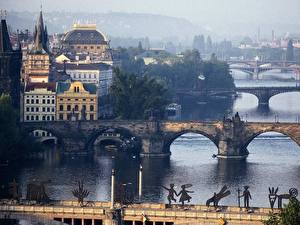 Fondos de escritorio Puentes Edificios famosos República Checa Ciudades